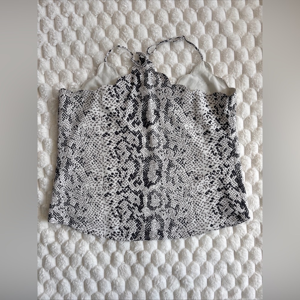 J. Crew Women’s 14 White Snakeskin Print Sleeveless Cami Tank Top Adjustable - Picture 2 of 12